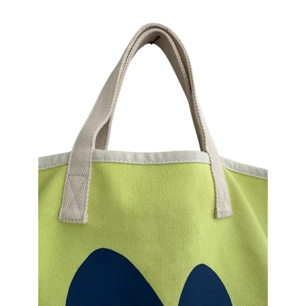Kerri Rosenthal Bright Yellow Navy Blue Heart Canvas Tote Bag #NE16